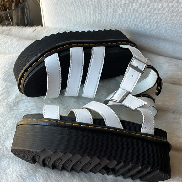 Dr Martens Blaire Quad Hydro White Leather Platform Sandals - Picture 7 of 12